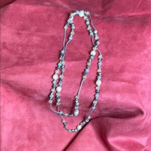 Marlyn Schiff Elegant Blue and Silver Beaded Necklace 40 inch